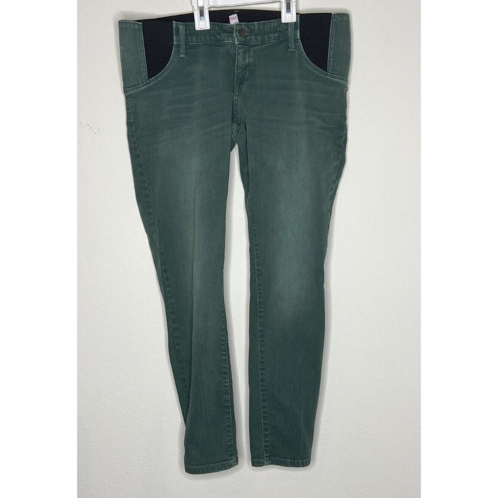 Ingrid & Isabel Maternity Women Size 8  Low Rise Green Washed Skinny Denim Jeans